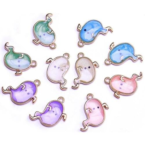 10pcs Halloween Charms Enamel Charms Cat Ghost Charm Pendant for Bracelet Necklace Earrings DIY Jewelry Making Accessories