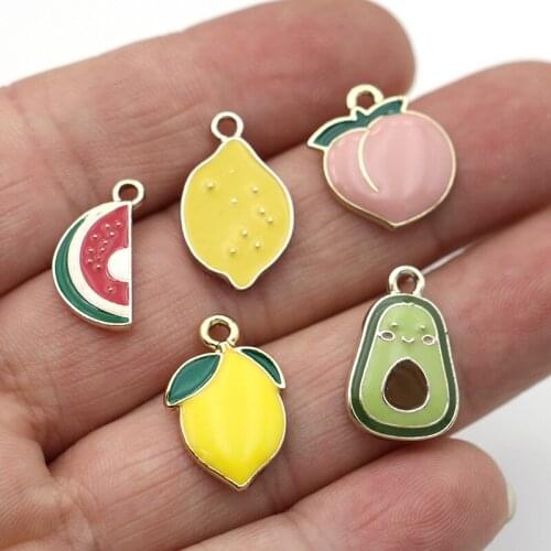 10Pcs Gold Color Enamel Fruit Peach Charms Pendant for Jewelry Making Earrings Bracelet Necklace Accessories DIY Craft Findings
