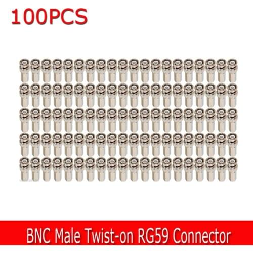 100 Pcs. BNC Male Twist-on RG59 Connector for CCTV Coax Coaxial Security Cameras