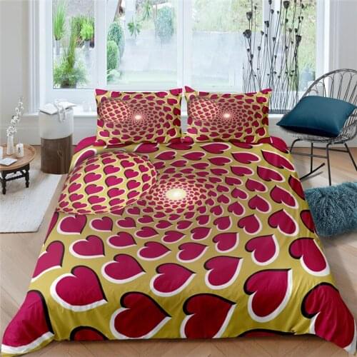 Bedding Sets Luxury 3D Art Heart Print 2/3Pcs Comfortable Kids Aldult Duvet Cover Pillowcase Home Textile Single/Queen/King Size
