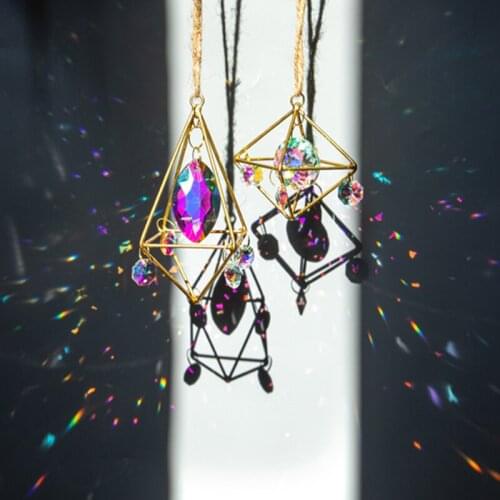 H&D 2pcs Window Hanging Crystal Prisms Suncatchers Rainbow Maker Mobile Wind Chimes Ornament Home Garden Decor Collectibles Gift