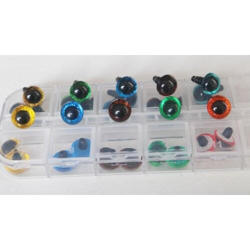 20pcs/box 10.5mm button eyes+10mm round crystal safety glitter toy eyes + washer +glitter--color option