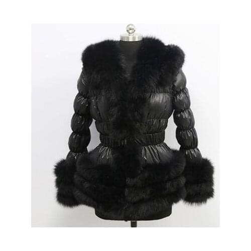 2020 Winter Warm Windproof Jacket Women Furry Faux Fur Collar White Duck Down Winter Jacket Coat with Hooded