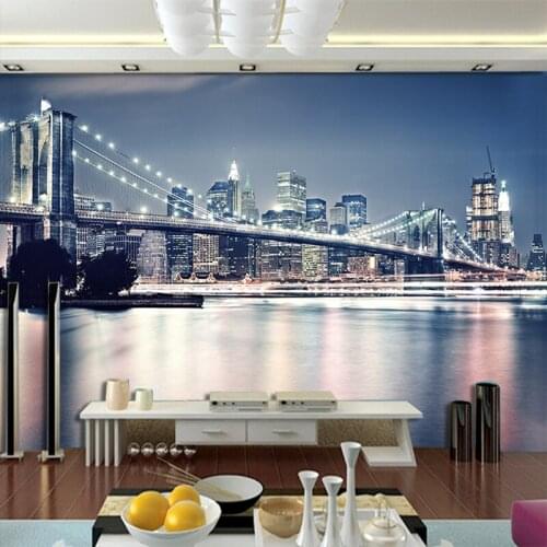 5D Papel Murals Night City Scenery 3d Wallpaper Murals for Living Room Sofa Background 3d Wall Photo Murals Wall paper