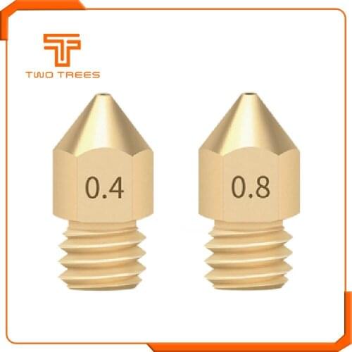 5Pcs Nozzle MK8 Brass 0.4MM 0.8MM Extruder Print Head Nozzle For 1.75MM CR-10 CR-10S Ender 3 3D Printer Accessories
