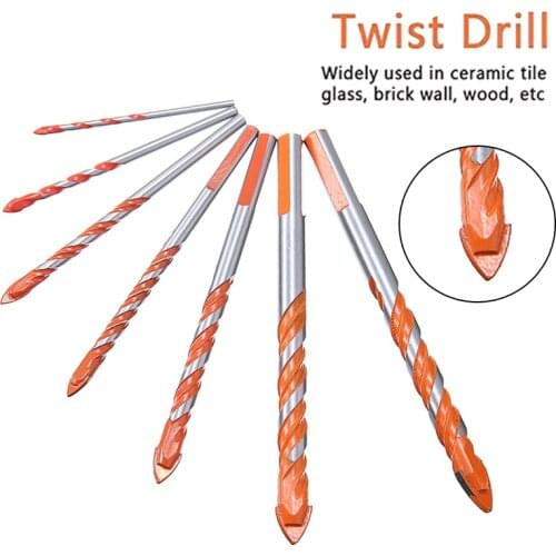 7Pcs Twist Triangle Drills Multifunctional Drill Bit Wall Ceramic Tile Porcelain Glass Punching Holes Parts