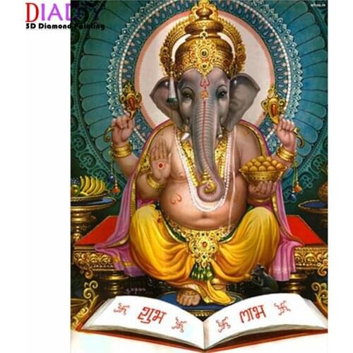 5D DIY Cross Stitch 5d Diamond Painting India Ganesha Diamond Embroidery Buddha religions Full Drill Rhinestone Home Decoration