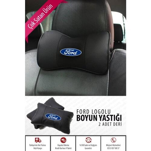 Car Neck Pillow Leather Auto Seat Head Support Neck Protector Rest Travel Cushion for Ford (2 pcs)