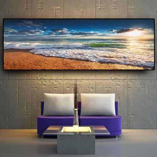 Large Natural Gold Beach Sunset Landscape 5D Diy Diamond Painting Cross Stitch rhinestone Embroidery Mosaic Full Square drill