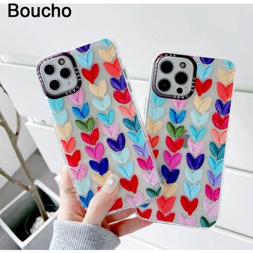 Boucho Cases For iPhone 12 Mini Pro Max Colorful Love Phone Case For iPhone 11Pro Max XS 6s 7 8 Plus X XR Shockproof Back Cover
