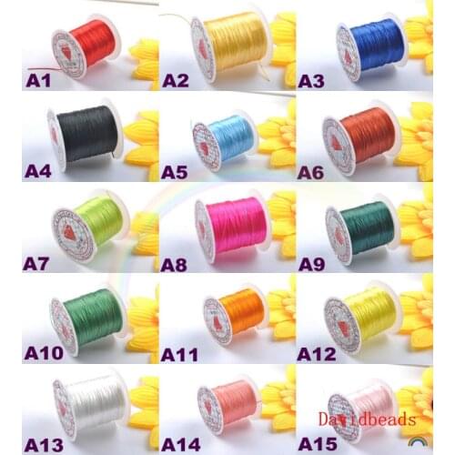 5 Rolls/50Meter 0.8mm Crystal Stretchy Elastic Craft Bracelet Beads Thread Cords Wire 15 Colors In Total for Jewelry Making