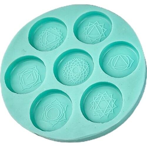 Epoxy Resin Mold Seven Chakras Hemisphere Round Silicone Mould DIY Crafts Jewelry Making Tools