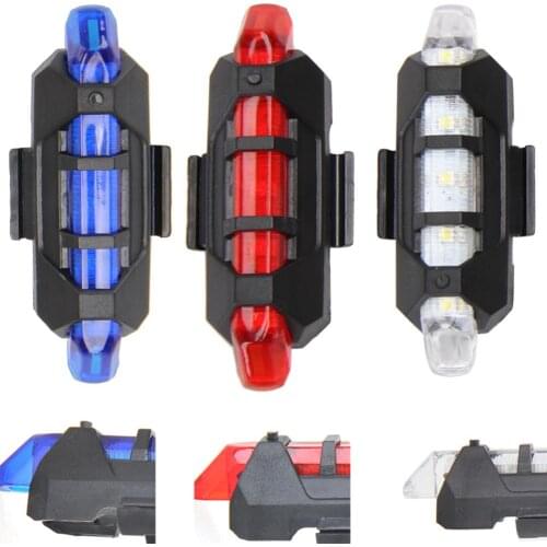 Cycling Tail Battery Rear 5 LED Bicycle Bright Light USB Rechargeable Red Warning Frame Light Bike Accessories Three Color
