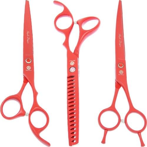 Purple Dragon 7 inch Pet Grooming Scissors Stainless Steel Thinning Shears Animal Hair Cutting Tijeras Dog Tool Supplies B0031B