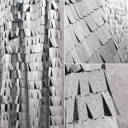 GLace 1Y/Lot silve black square sequins lace glitter sewing fabric performance costume accessories cloth decoration TX1316