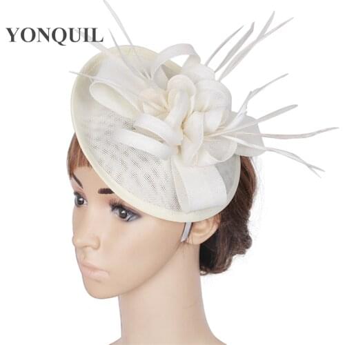 Party Headwear Ostrich Quill Adorned Fascinator With Feather Base Imitation Sinamay Hat DIY Hats Wedding Attractive Hair Clips
