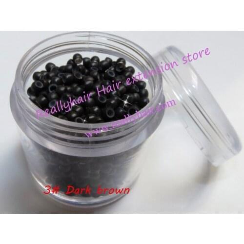 Hot sale1000pcs/bottle 2.9x1.6x2.0mm Dark Brown Nano Rings with Silicone for Nano beads Hair Extensions