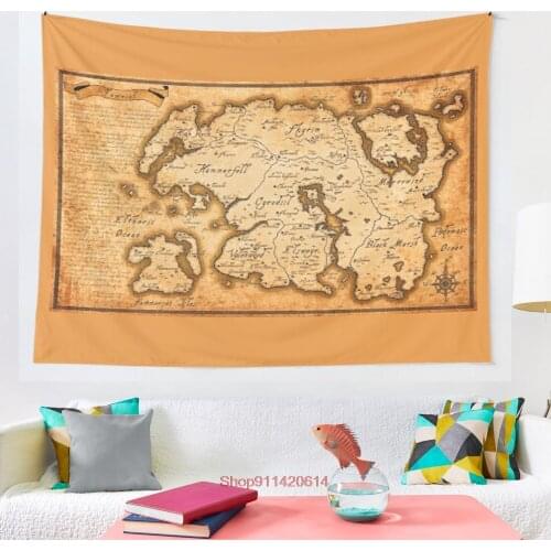 Map of Tamriel Elder Scrolls IV Oblivion tapestry Coverlet Curtain Blanket Bedding Sheet Towel Throw Window Curtain Tapestries