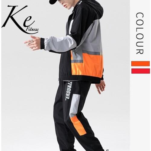 KE Urban mens clothing 2020 autumn mens autumn casual sports suit ins trend spring and autumn sports suit men tracksuit men