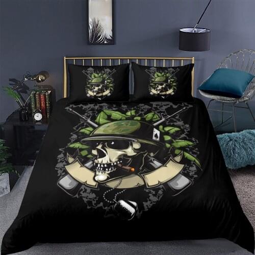 3D Duvet Cover Sets Bedding Set Comforter Covers Bed linens 173*230 230*230 265*230 180*210 Skeleton Warrior Black Bed Linens