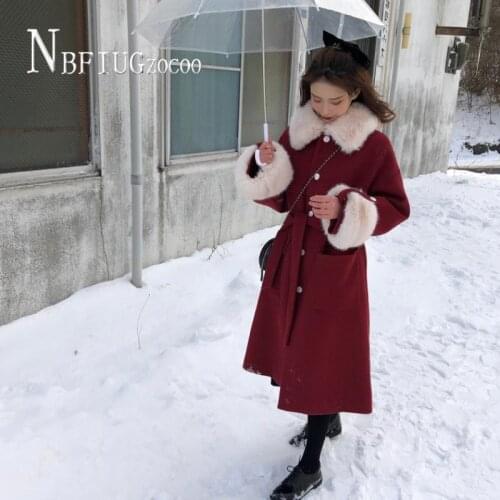 Korean Version Of Single Breasted Women Woolen Coat Calf Length Pocket Female Coat Jacket