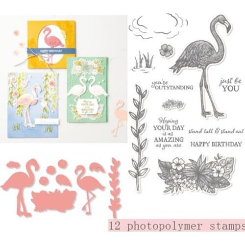 FLAMINGO Metal Cutting Dies And Stamps Stencils Die Cut for DIY Scrapbooking Album Paper Card Embossing