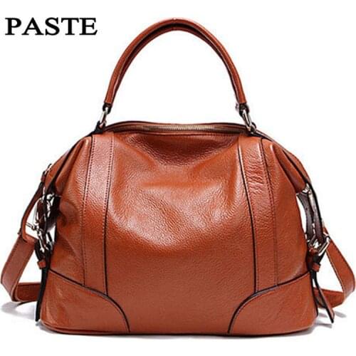 PASTE 2 Sizes Fashion Tote Bags for Women New Classic Leisure Handbags Genuine Cow Leather Female Shoulder Bags bolsa feminina