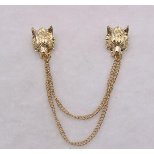 2018 new casual fashion exquisite atmospheric luxury mens sexual fringe lion head collar buckle brooch