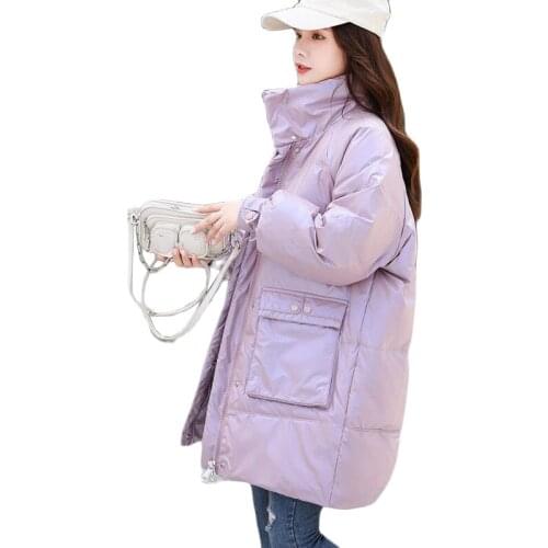 2021 New Womens Glossy No-wash Down Jacket Long Casual Parka Overcoat Winter Warm Cold Warm 90% White Duck Down Outerwear Blue