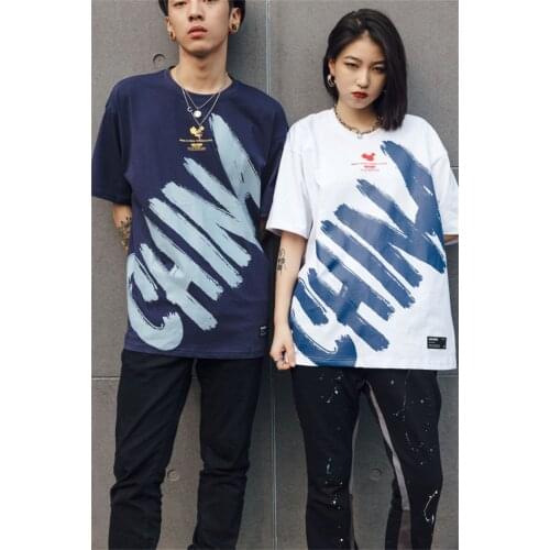 2021 summer new street hip-hop loose trend round neck couple short-sleeved T-shirt mens round neck letter casual printed shirt