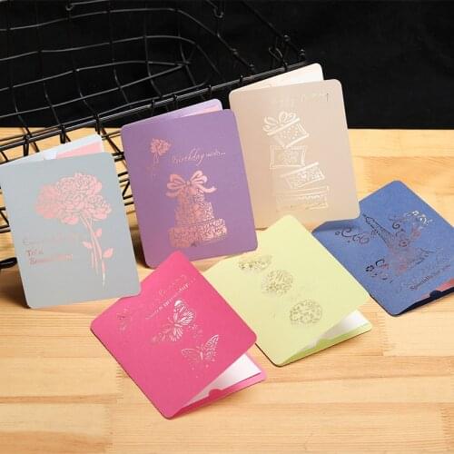 10Pcs Thank You Card Childrens Birthday Card Laser Engraving Hollow Mini Greeting Card Envelope Set Blank Greeting Card