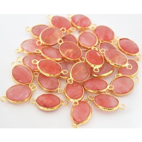Gazelle Gold Color Natural Stone Necklace Charms Cherry Quartz Bead Bulk Bracelet Necklace Connector DIY Fashion Jewelry Making