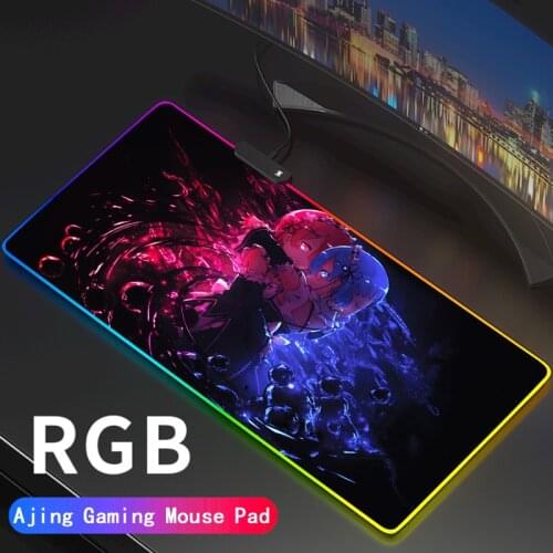 Custom Large Gaming RGB Re:Zero Mouse Pad Gamer Keyboard Rubber MousePad USB Wired LED Big Backlight Computer Desk Mat