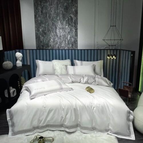 Luxury 1000TC Egyptian Cotton Snow White Duvet Cover Flat /Fitted Sheet Pillowcase 4pcs Parure De Lit