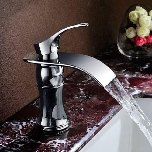 Luxury solid brass chrome finished bathroom sink waterfall faucet basin Hot and cold water mixer tap faucet--MD4522