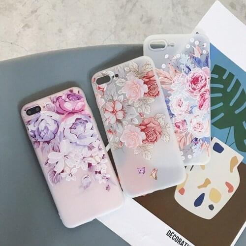 Luxury 3D Silicone Case For iphone X 8 7 Plus 6S Cases Soft Cover For iphone 6 s 6 X6R XS Max 7plus 11 ProMax Flowers Phone Case