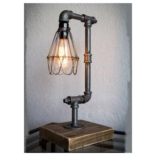 Nordic iron table lights Loft Edison industrial retro wind personality water pipes coffee decorative creative desk lamp ZA SG39