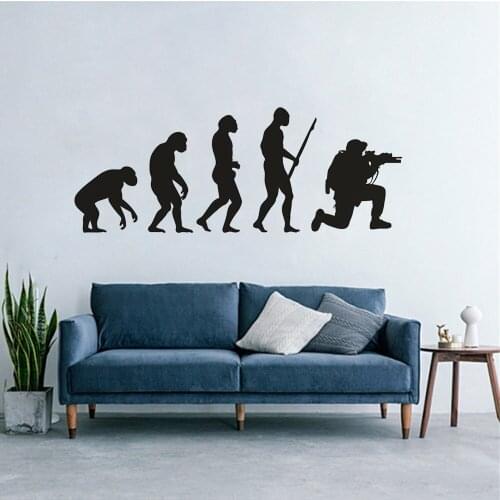 Soldier Evolution Wall Art Sticker Home Playroom Decoration Evolution of Man Gun Soldier Vinyl Wall Decals Wallpaper AZ240