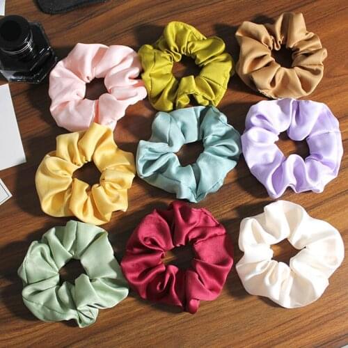 Solid Satin Scrunchie Wholesale 9pcs Pack Women Girls Elastic Hair Rubber Bands Accessories Gum For Women Soft Hair Ring Rope