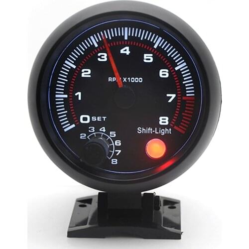 Universal 3.75" Tachometer RPM Gauge with Red Shift Light for Gasoline Car 0-8000 RPM 4 6 8 Cylinders