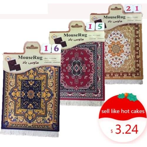 Mairuige Persian Mini Woven Rug Mat Mousepad Retro Style Carpet Pattern Cup Mouse Pad with Fring Home Office Table Decor Craft