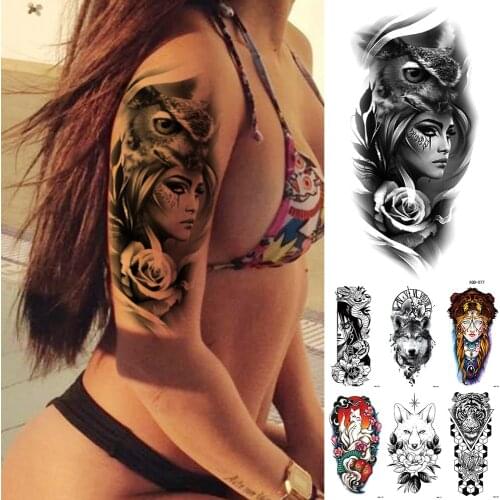 1Pcs Waterproof Temporary Tattoo Sticker Old School Fox Rose Goat Flash Tattoos Anchor Mermaid Body Art Arm Fake Tatoo Women Men