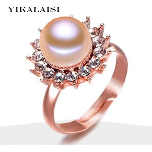 YIKALAISI 2017 Fashion 100% Natural Freshwater Pearl Ring For Women 9-10cm Pearl jewelry 925 sterling silver jewelry For Women