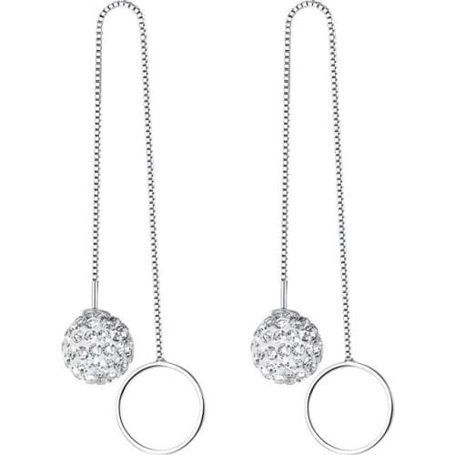 100% 925 sterling silver fashion Shambhala crystal ladies`drop earrings jewelry Anti allergy wholesale birthday gift women