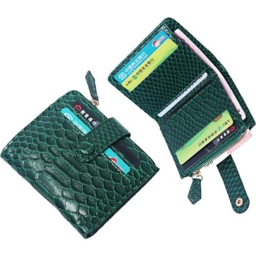 Snake Women Short Wallet Python Pattern Leather Wallet Women Pocket Coin Purse Bag Snake Card Wallet