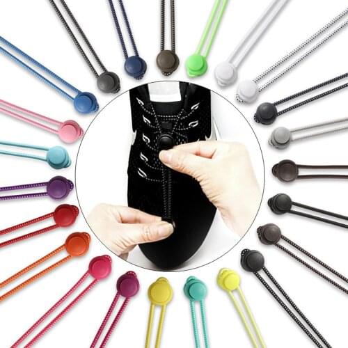 1Pair Sneaker ShoeLaces Elastic No Tie Shoe Laces Stretching Lock Lazy Laces Quick Rubber Round Shoelace Shoestrings