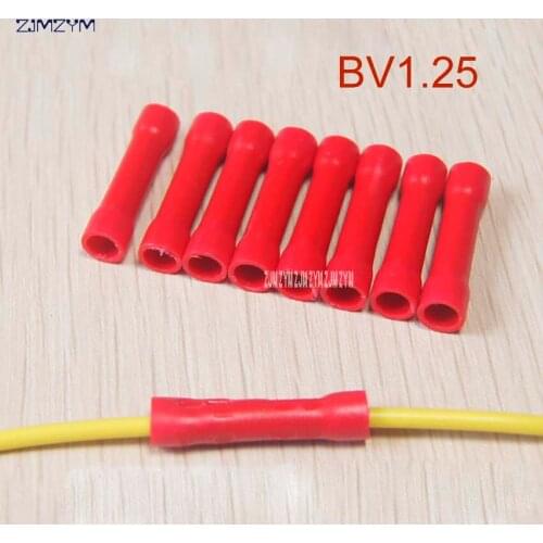 10pcs BV1.25/BV2.5/BV5.5 Insulated Straight Wire Butt Connector Electrical Crimp Terminals brassTubular insulated full connector
