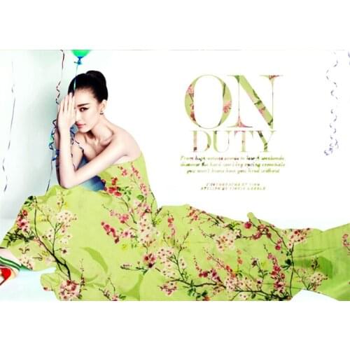 CNUM SO019 100% Natural Silk Organza/ The Peach Blossom Spring /Print/ Silk Fabric/ Width 1.48yd Thickness 14mm