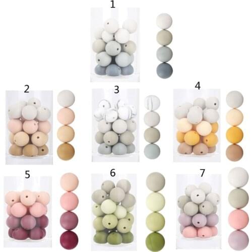 15mm 20pcs Silicone Beads Baby Teething Beads DIY Chewable Teether for Infant Y4QA