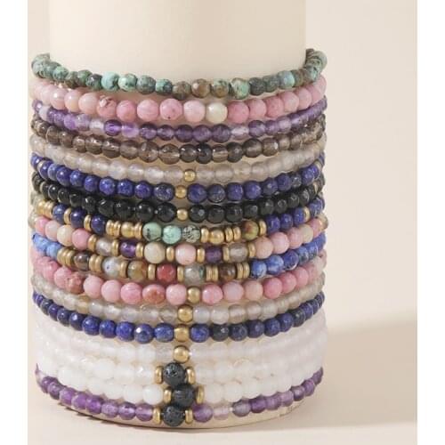 OAIITE 3pcs Natural Energy Stone Bracelet Set African Turquoise Black Agate Lava Beads Bracelets Bangle Women Men Mala Jewelry